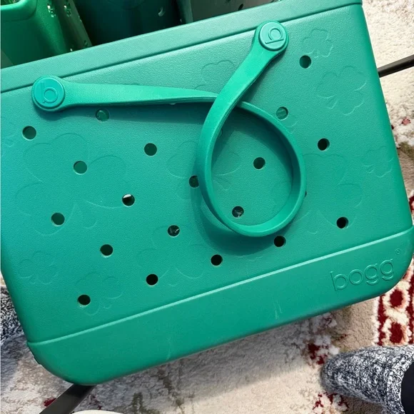 Teal shamrock Bogg Bag Tote - Picture 1 of 10